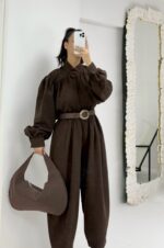 Acı Kahve Süet Gömlek Pantolon İkili Takım