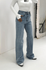 Yüksek Bel Kesik Paça Jean