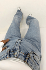 Yüksek Bel Kesik Paça Jean - Görsel 2