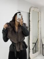 Siyah Kürklü Deri Ceket - Görsel 3