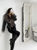 Siyah Kürklü Deri Ceket - Görsel 5