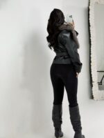 Siyah Kürklü Deri Ceket - Görsel 6