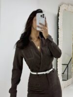 Kahverengi Kemerli Alt Üst İkili Takım - Görsel 7