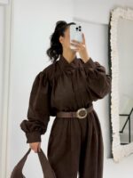 Acı Kahve Süet Gömlek Pantolon İkili Takım - Görsel 2