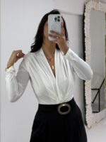 Beyaz Vatkalı Body - Görsel 7