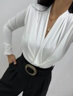 Beyaz Vatkalı Body - Görsel 3