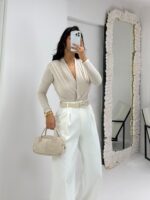 Beyaz Palazzo Pantolon - Görsel 3