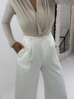 Beyaz Palazzo Pantolon - Görsel 4