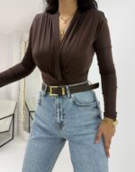 Kahverengi Vatkalı Body - Görsel 3