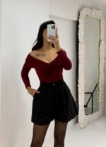 Siyah Keten Şort - Görsel 4