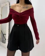 Siyah Keten Şort - Görsel 3