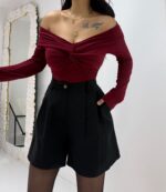 Siyah Keten Şort - Görsel 2