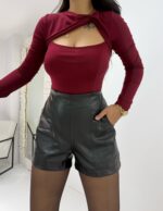 Bordo Dekolteli Bluz - Görsel 7