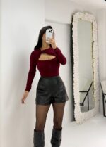 Bordo Dekolteli Bluz - Görsel 2