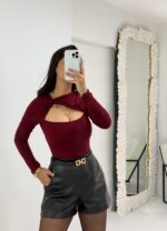 Bordo Dekolteli Bluz - Görsel 3