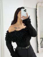 Siyah Püsküllü Madonna Kazak - Görsel 2