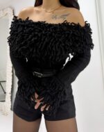 Siyah Püsküllü Madonna Kazak - Görsel 5