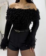 Siyah Püsküllü Madonna Kazak - Görsel 4