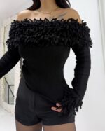 Siyah Püsküllü Madonna Kazak - Görsel 3