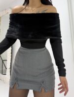 Siyah Tüylü Madonna Kazak - Görsel 6