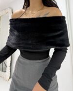 Siyah Tüylü Madonna Kazak - Görsel 4