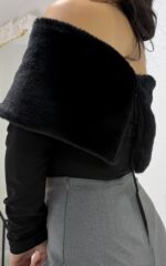 Siyah Tüylü Madonna Kazak - Görsel 3