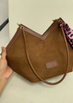 Taba Deri Detay Süet Çanta - Görsel 5