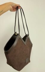 Acı Kahve Deri Detay Süet Çanta - Görsel 5