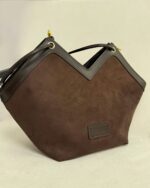 Acı Kahve Deri Detay Süet Çanta - Görsel 4