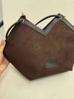 Acı Kahve Deri Detay Süet Çanta - Görsel 3