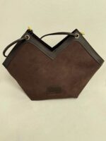 Acı Kahve Deri Detay Süet Çanta - Görsel 2