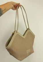 Bej Deri Detay Süet Çanta - Görsel 2