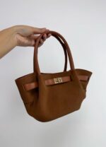 Taba Deri Detay Süet Çanta - Görsel 3