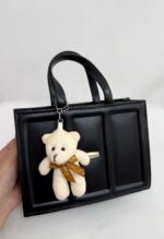 Siyah Ayıcık Aksesuar Deri Çanta - Görsel 6