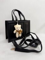 Siyah Ayıcık Aksesuar Deri Çanta - Görsel 3