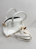 Beyaz Ayıcık Aksesuar Parlak Deri Çanta - Görsel 4