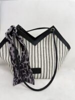 Bej-Siyah Fularlı Çanta - Görsel 2