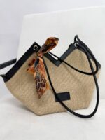 Siyah-Hasır Fularlı Çanta - Görsel 2