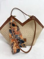 Taba-Hasır Fularlı Çanta - Görsel 5