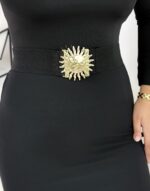 Siyah Lastikli Gold Güneş Toka Kemer - Görsel 3