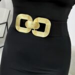 Siyah Gold Tokalı Lastikli Kemer