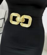 Siyah Gold Tokalı Lastikli Kemer