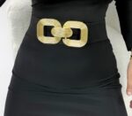 Siyah Gold Tokalı Lastikli Kemer - Görsel 3