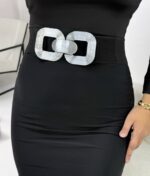 Siyah Gümüş Toka Lastikli Kemer - Görsel 3