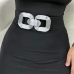 Siyah Gümüş Toka Lastikli Kemer