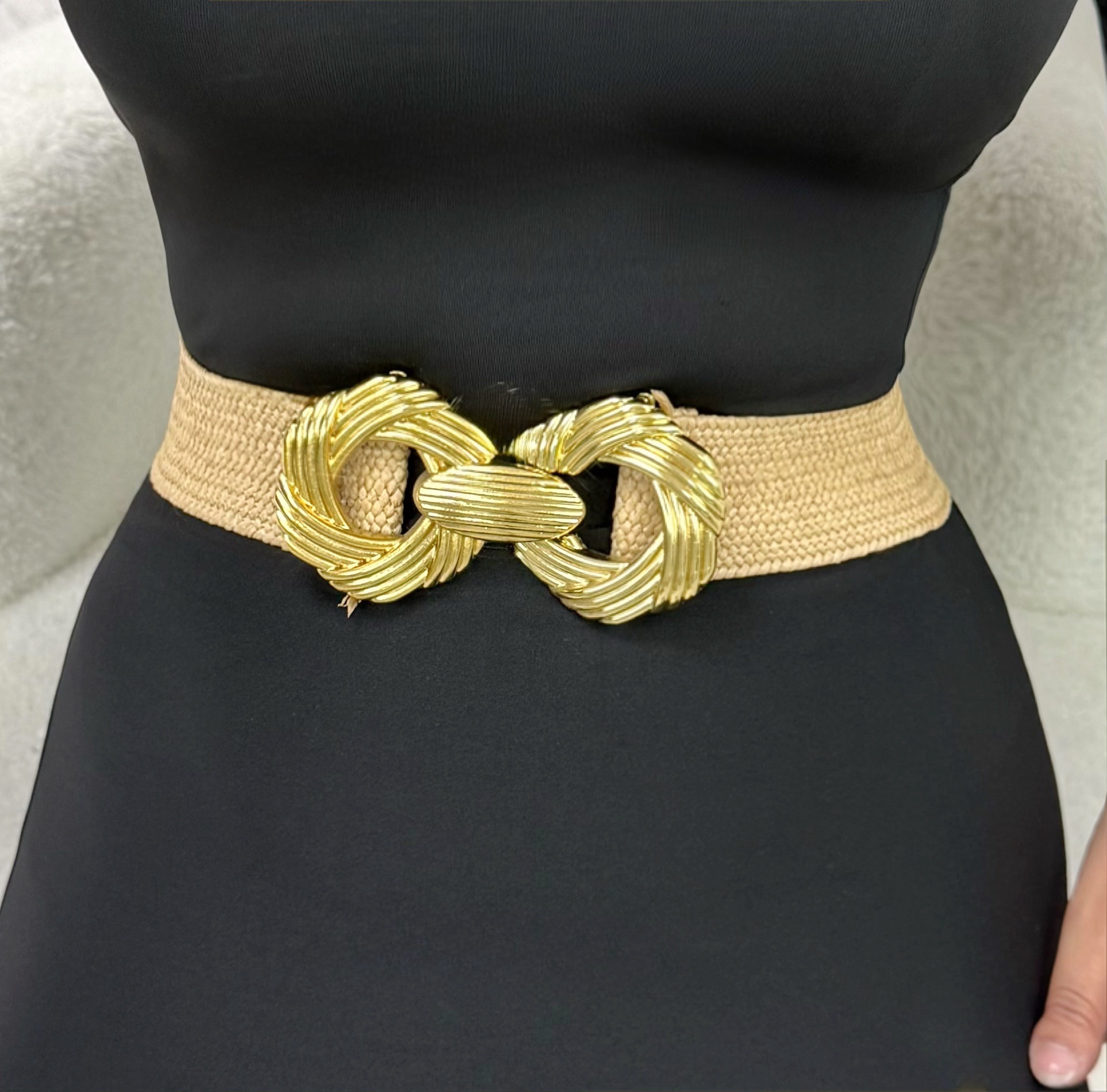 img_4150 Hasır Gold Toka Lastikli Kemer - Görsel 1