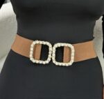 Taba Taşlı Toka Lastikli Kemer