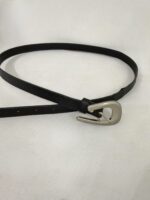 Siyah Gümüş Tokalı Deri İnce Kemer - Görsel 2