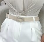 Krem Taş Tokalı Kemer