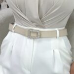 Krem Taş Tokalı Kemer